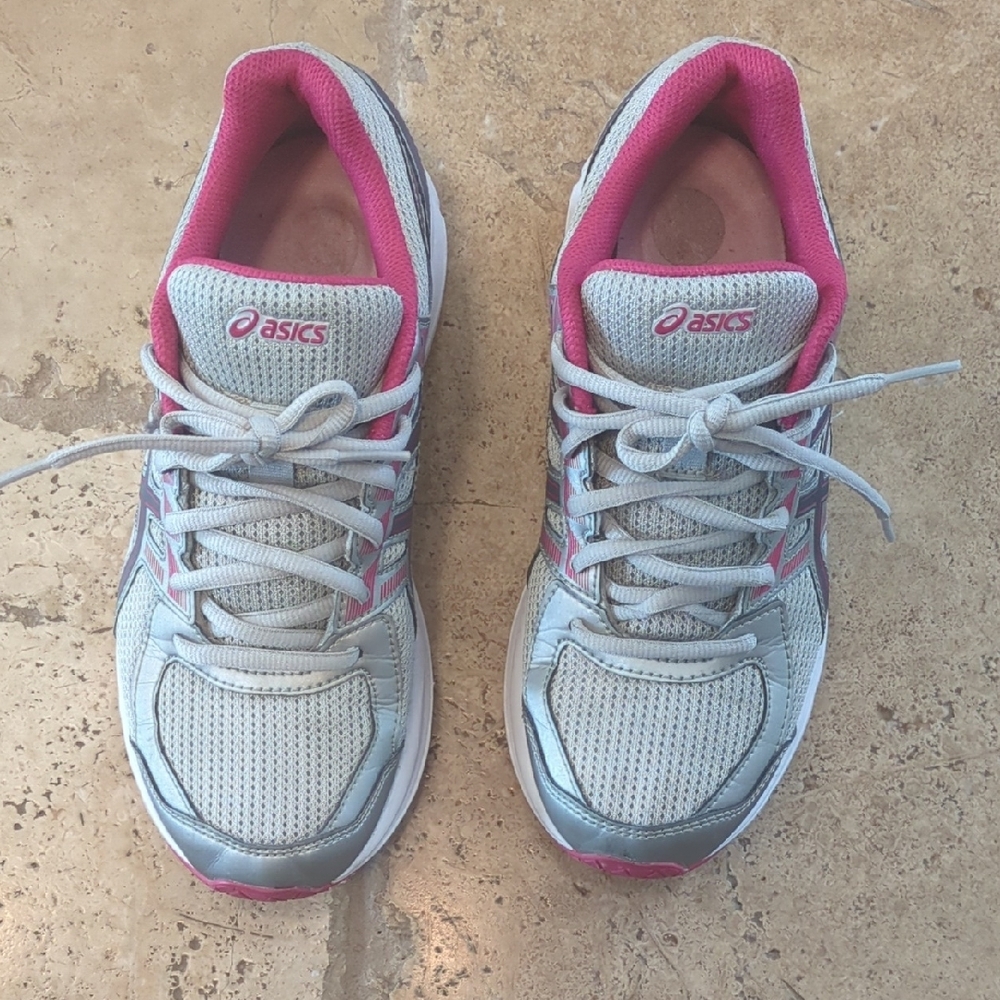 Asics Pink and Gray Athletic Shoes with Ventilation